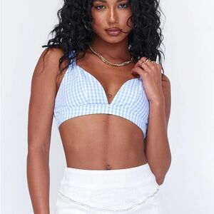 Princess Polly blue Gingham  Top